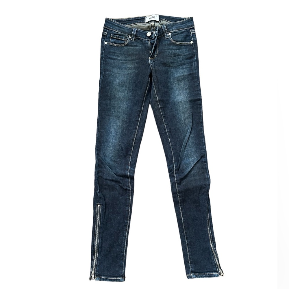 Paige jeans skinny dark wash zippered ankles